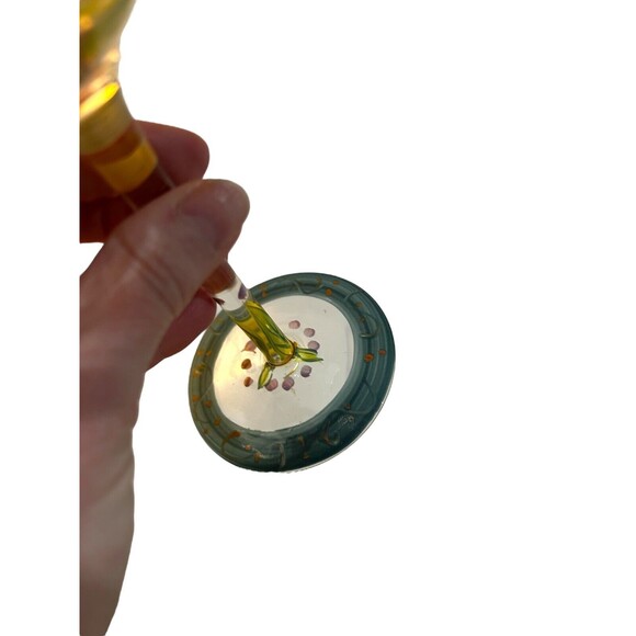 Vtg Hand Painted Coordinating Floral Wine Glasses Goblets Set Of 2 - Picture 2 of 8